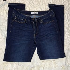 KanCan Jeans, medium rise, dark wash with custom hem. Good condition.